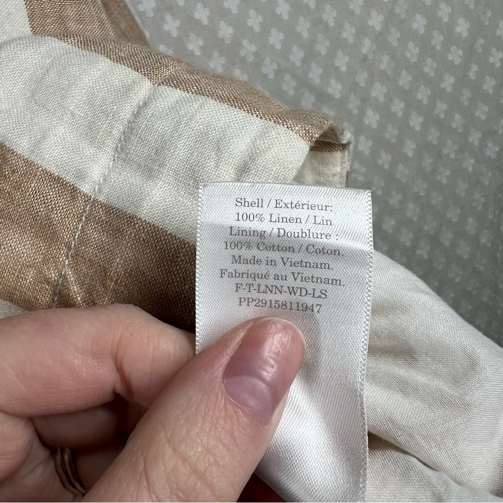 Everlane Tan White Striped‎ Linen Boxy Top - Picture 6 of 7